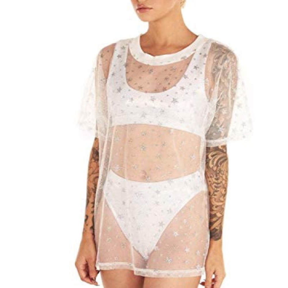 White Mesh Star of the Show top